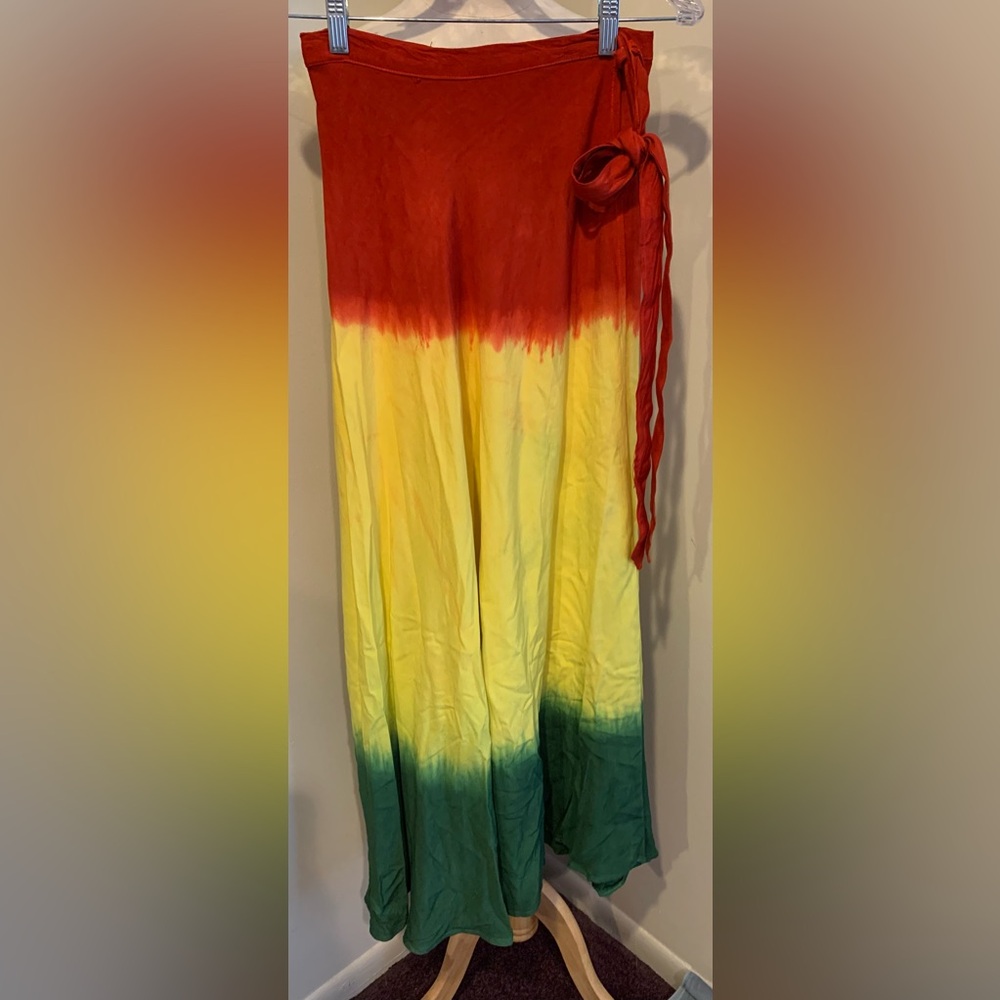 Ladies, Red, Yellow & Green, Large Long Maxi Wrap Skirt by Advance Apparel